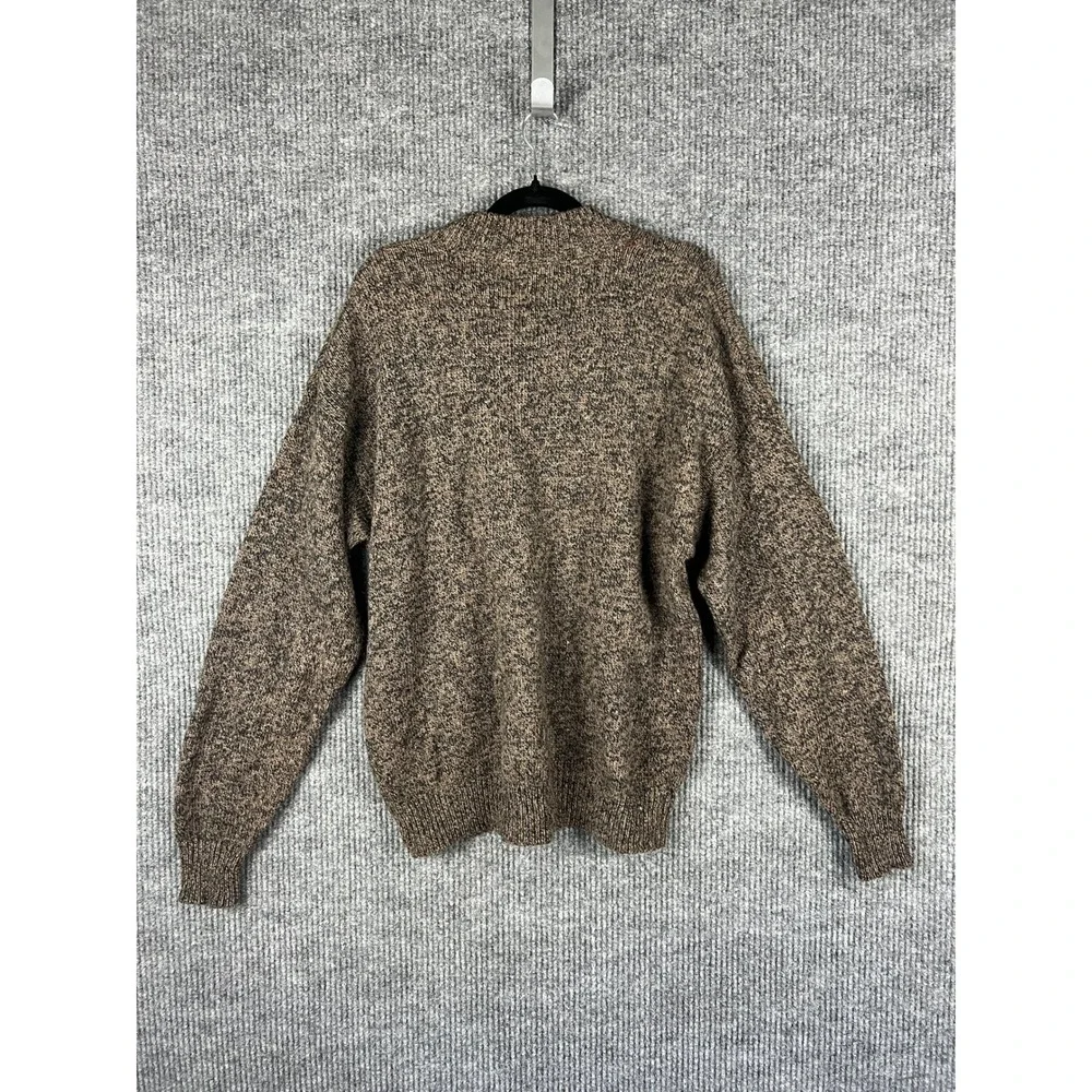 Mens Fisherman Sweater Brown Wool Blend Coastal Preppy Henley Size 46
